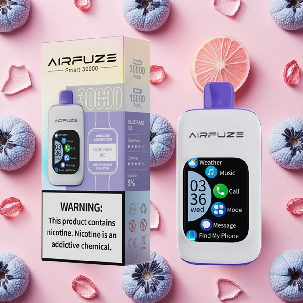 AirFuze Smart 30000 Puffs Disposable Pod avec Écran Tactile 2.01\" TFT et Saveur Bleu Framboise Glacée