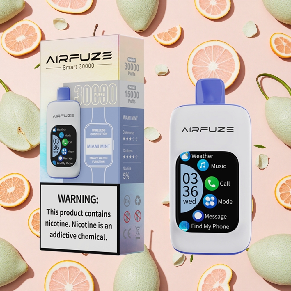 AirFuze Smart 30000 Puffs Pod Jetable Miami Menthe avec Écran Tactile 2,01\" TFT