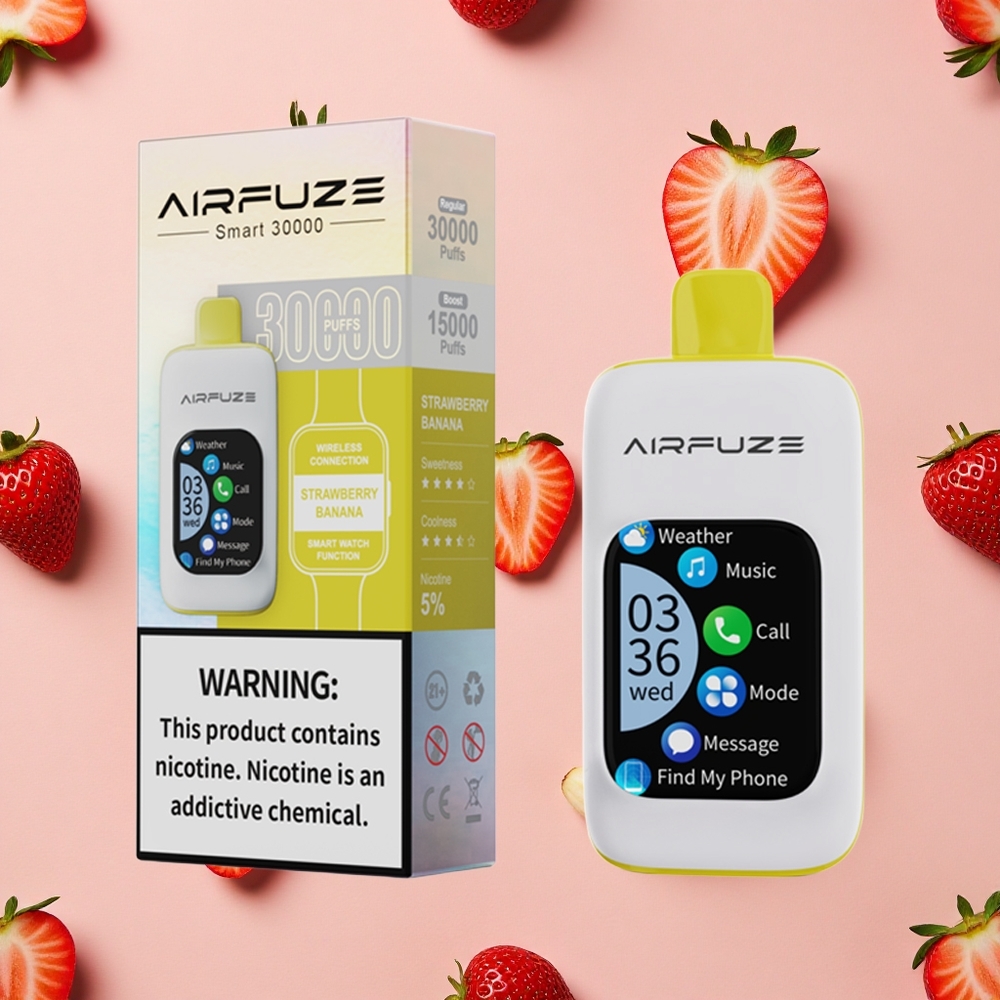 AirFuze Smart 30000 Puffs Pod Jetable avec Écran Tactile 2,01\" TFT Fraise Banane