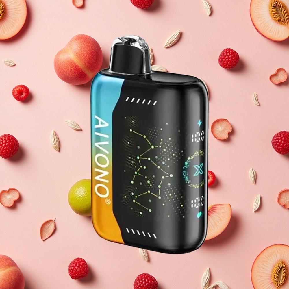 Aivono Aim Boom 25000 Puffs Vape Jetable Framboise Pêche Citron Vert 28ml