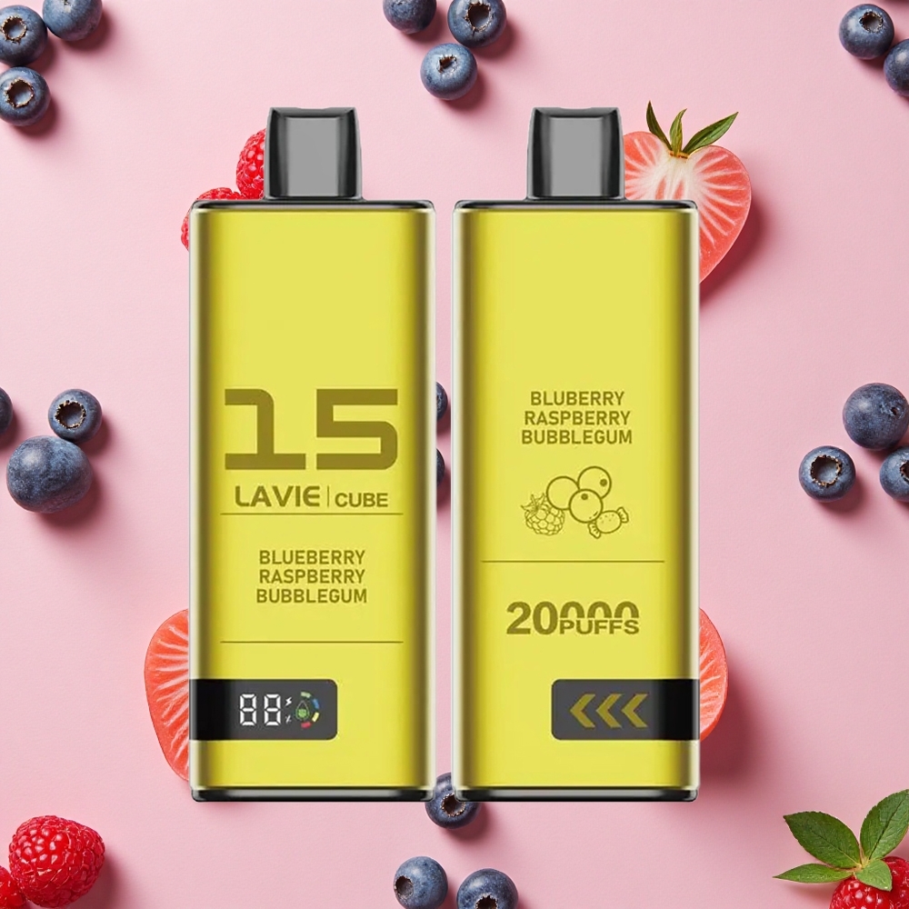 Lavie Cube 20000 Bouffées Vape Jetable Myrtille Framboise Bubblegum
