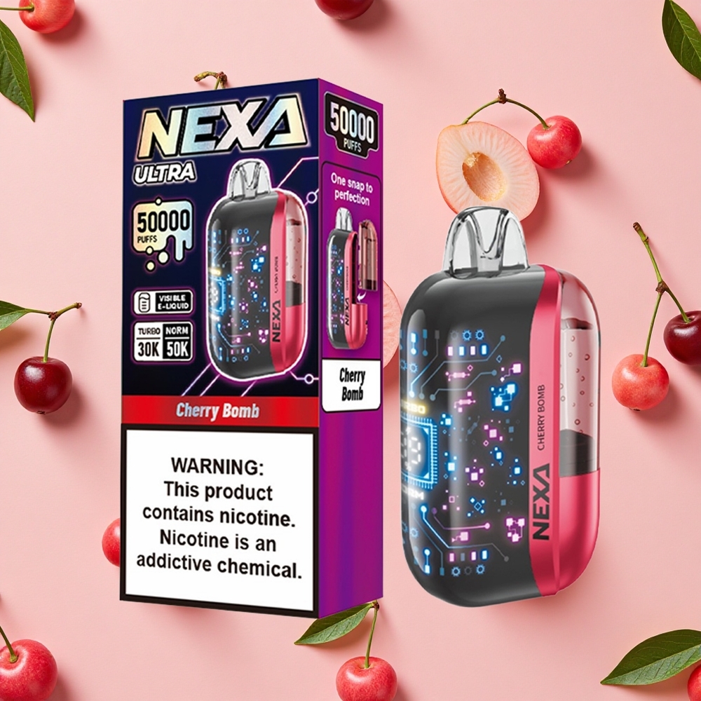 NEXA Ultra 50K Vape Jetable Cerise - 50000 Bouffées et Écran 3D Courbé