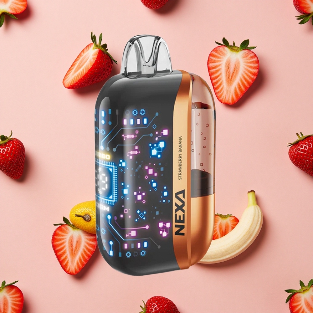 NEXA Ultra 50K Vape Jetable Fraise Banane avec 20ml Prérempli et Écran Courbe 3D