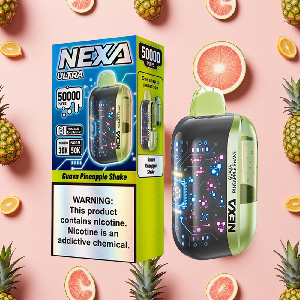 NEXA Ultra 50K Vape Jetable Goyave Ananas Secousse avec Écran Courbe 3D