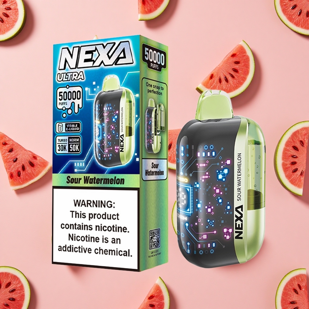 NEXA Ultra 50K Vape Jetable Pastèque Acidulée avec Écran Courbé 3D