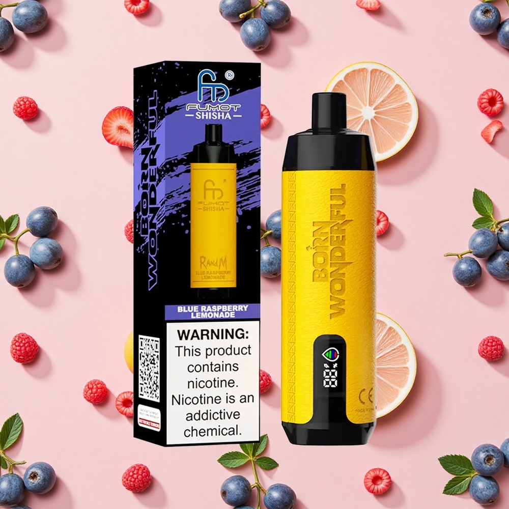 RandM Fumot Shisha 10000 Bouffées Vape Jetable Framboise Bleue Citron
