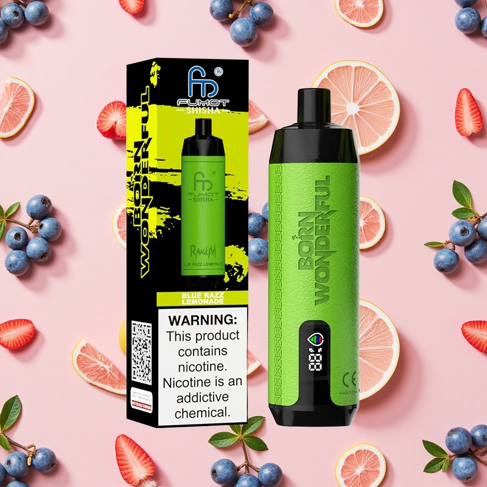RandM Fumot Shisha 10000 Puffs Vape Jetable Bleu Framboise Citron