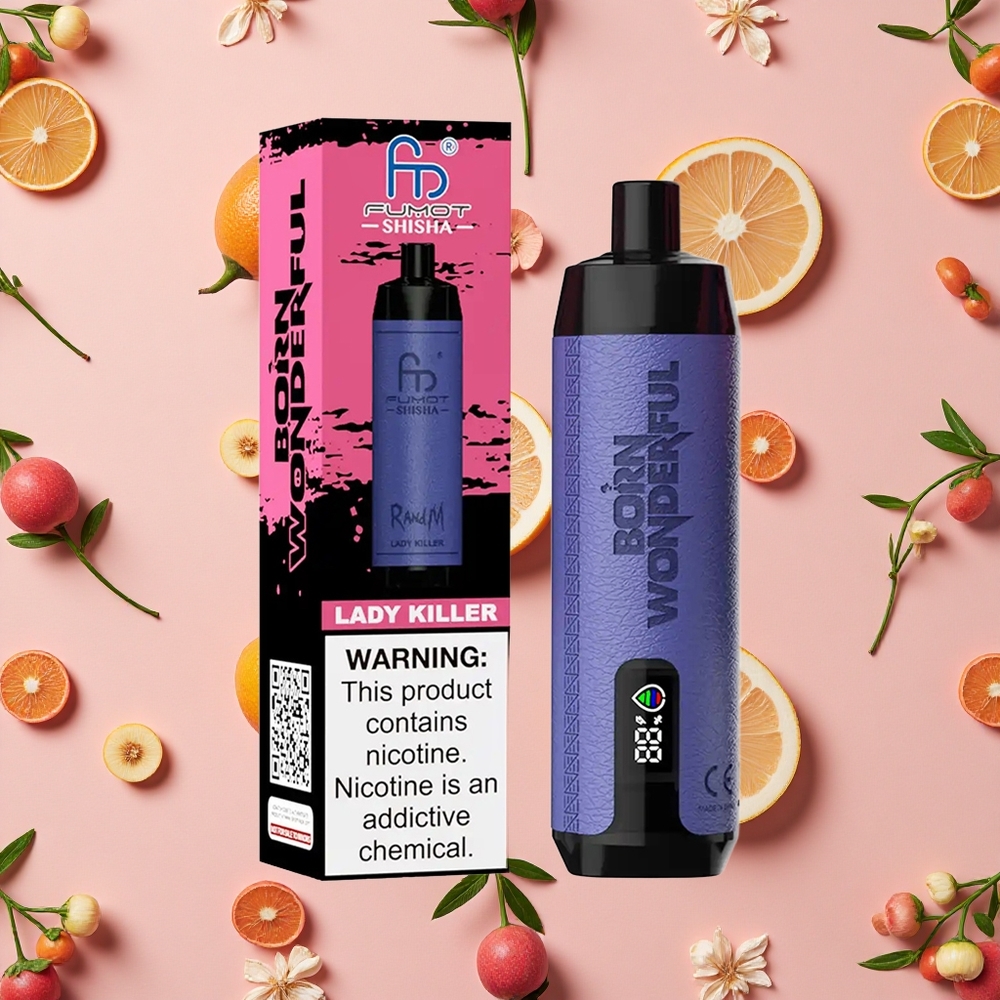 RandM Fumot Shisha 10000 Puffs Vape Jetable Lady Killer avec 18ml E-Liquide Prérempli