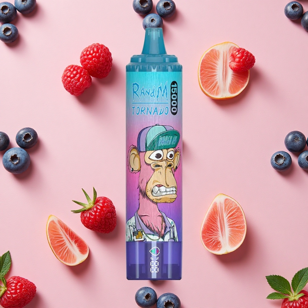 RandM Fumot Tornado 15000 Bouffées Vape Jetable Myrtille Framboise