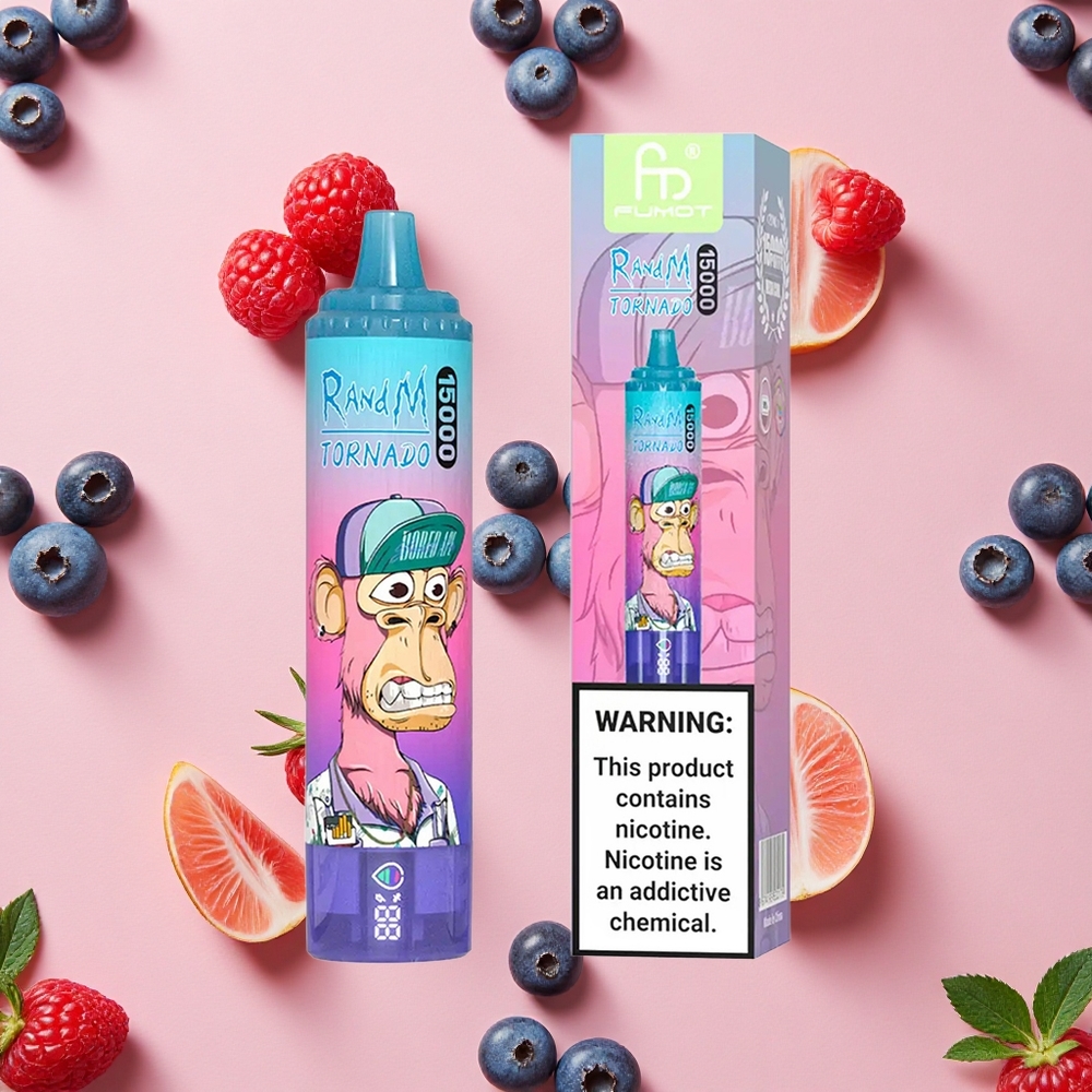 RandM Fumot Tornado 15000 Bouffées Vape Jetable Myrtille Framboise