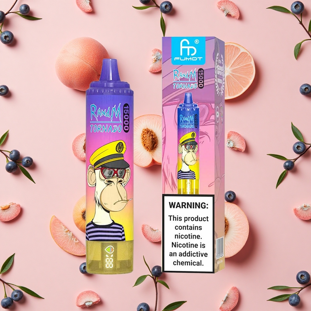 RandM Fumot Tornado 15000 Puffs 25ml LCD Pêche Myrtille Bonbon