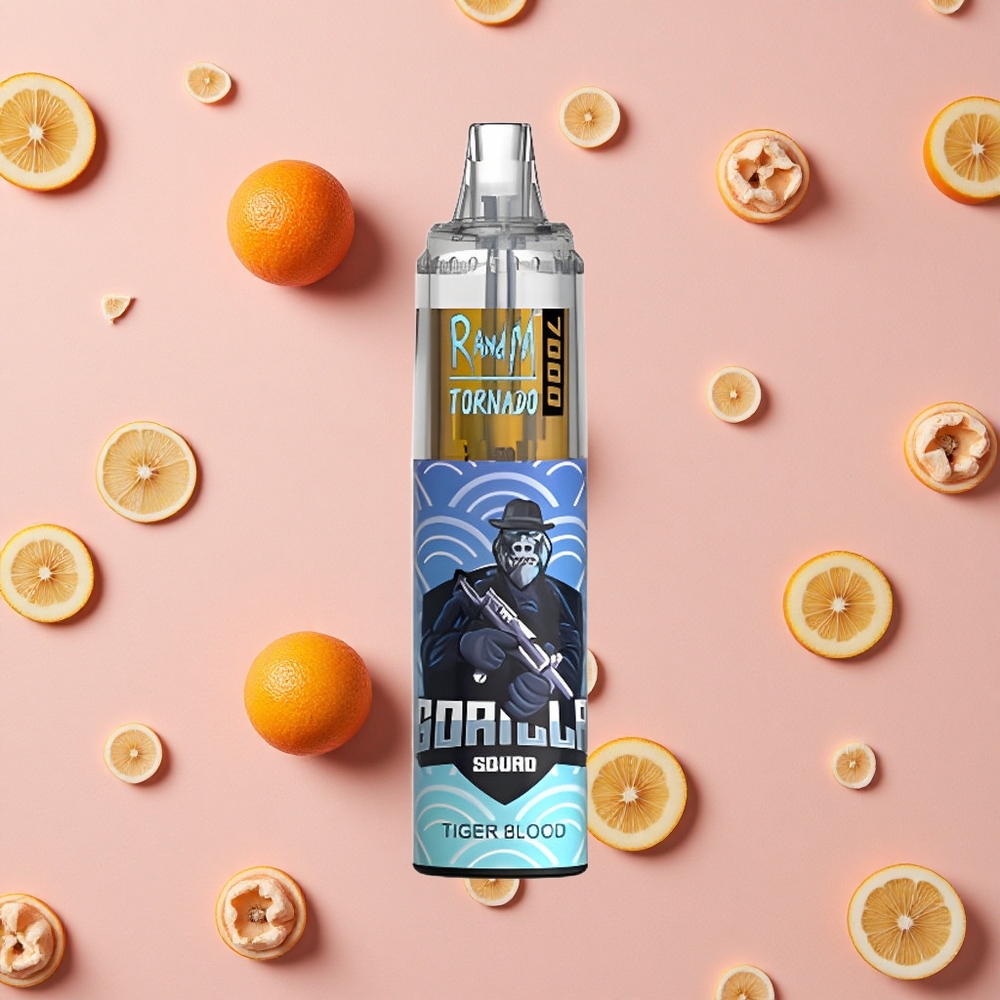 RandM Fumot Tornado 7000 Puffs 14 ML E-liquide Vape Jetable Sang de Tigre