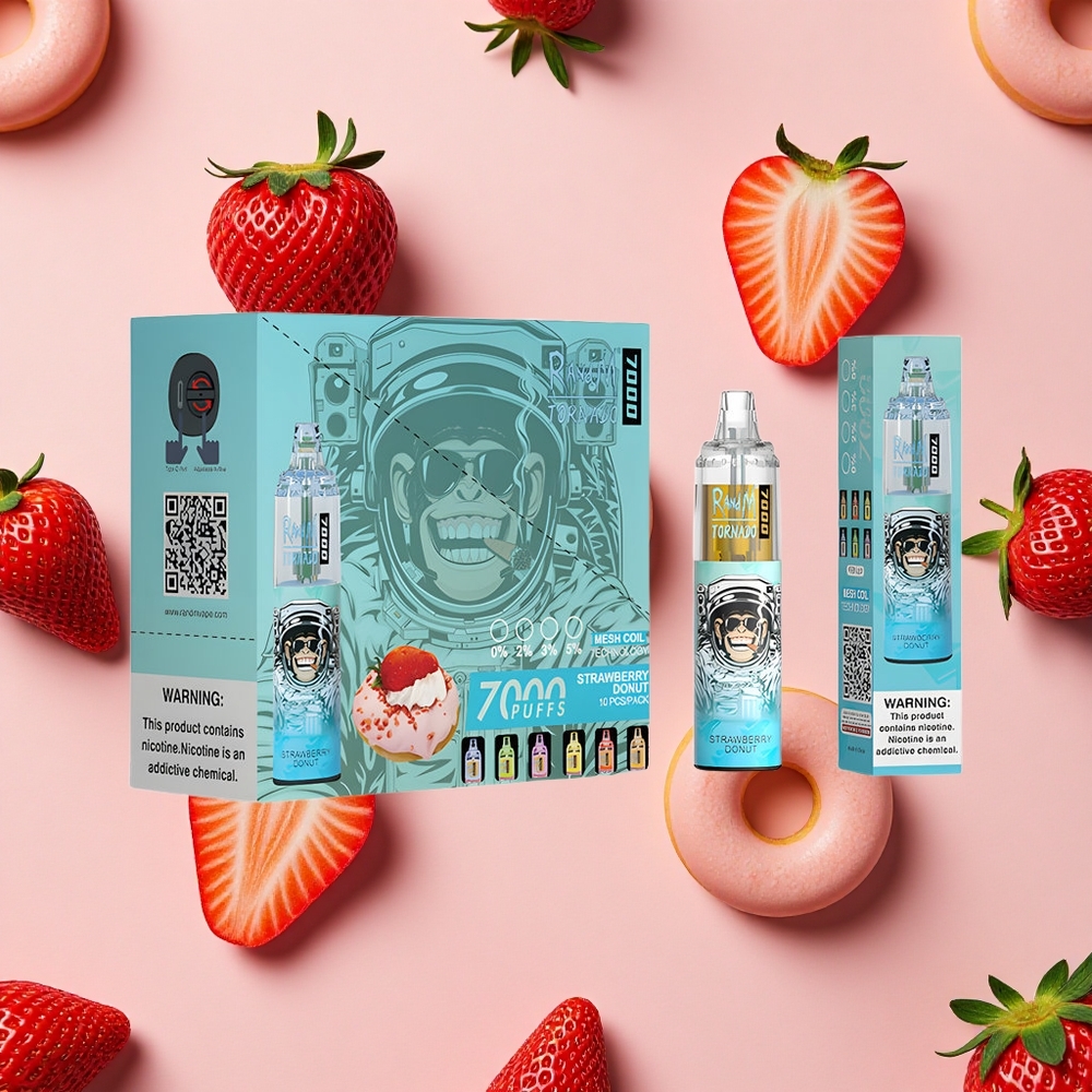 RandM Fumot Tornado 7000 Puffs Donut Fraise Vape Jetable