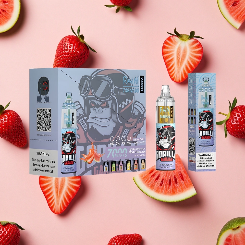 RandM Fumot Tornado 7000 Puffs E-liquide 14 ML Vape Jetable Fraise Pastèque