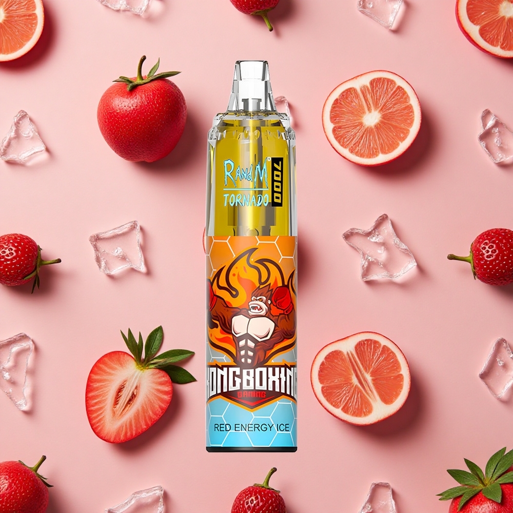 RandM Fumot Tornado 7000 Puffs Glace Énergie Rouge Vape Jetable