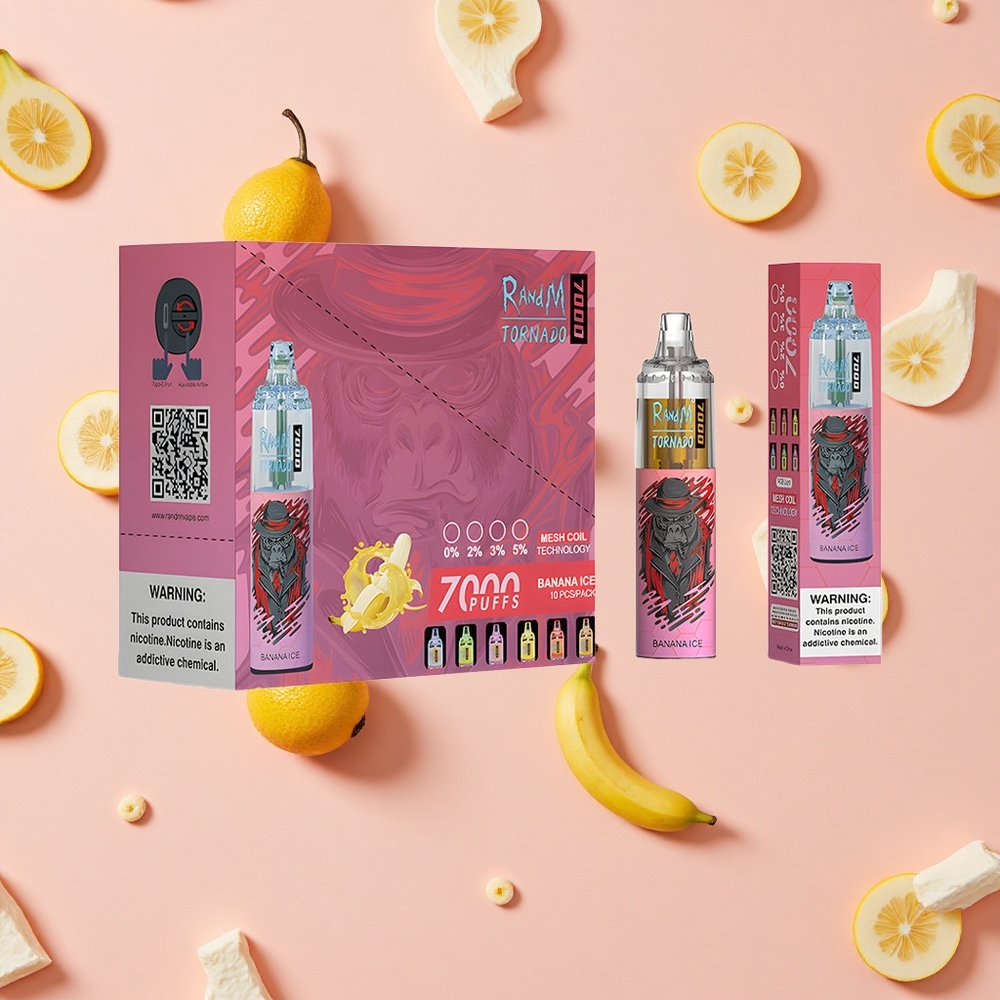 RandM Fumot Tornado 7000 Puffs Vape Jetable Banane Glacée avec 14 ML E-liquide