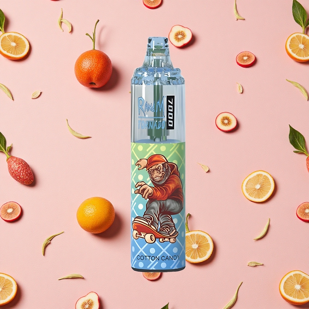 RandM Fumot Tornado 7000 Puffs Vape Jetable Barbe à Papa avec 14 ML E-liquide et Bobine Mesh