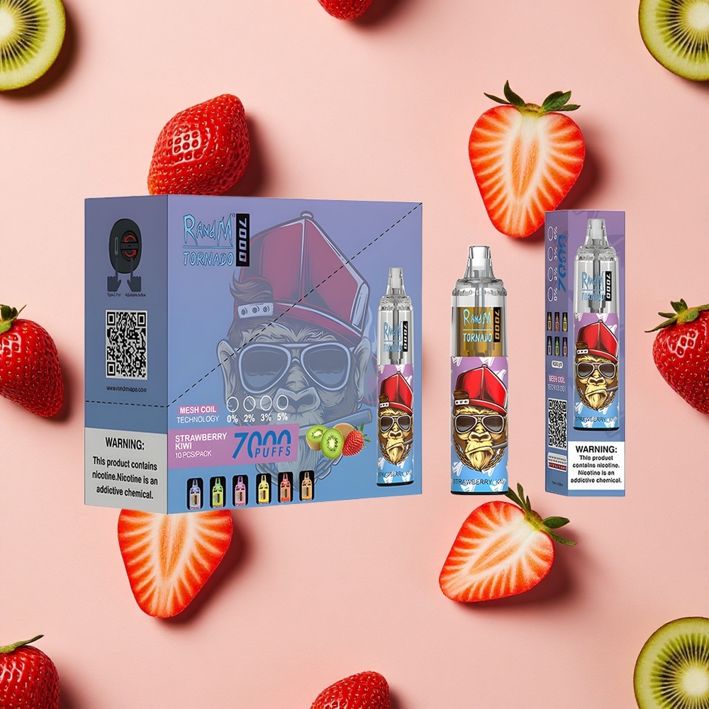 RandM Fumot Tornado 7000 Puffs Vape Jetable Fraise Kiwi (7000 Bouffées)