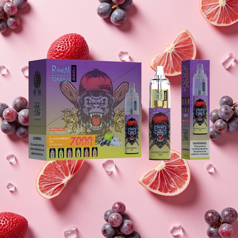 RandM Fumot Tornado 7000 Puffs Vape Jetable Glace au Cassis avec 14 ML d\'E-liquide