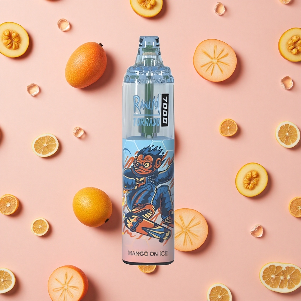 RandM Fumot Tornado 7000 Puffs Vape Jetable Mangue Glacée et 14 ML E-liquide