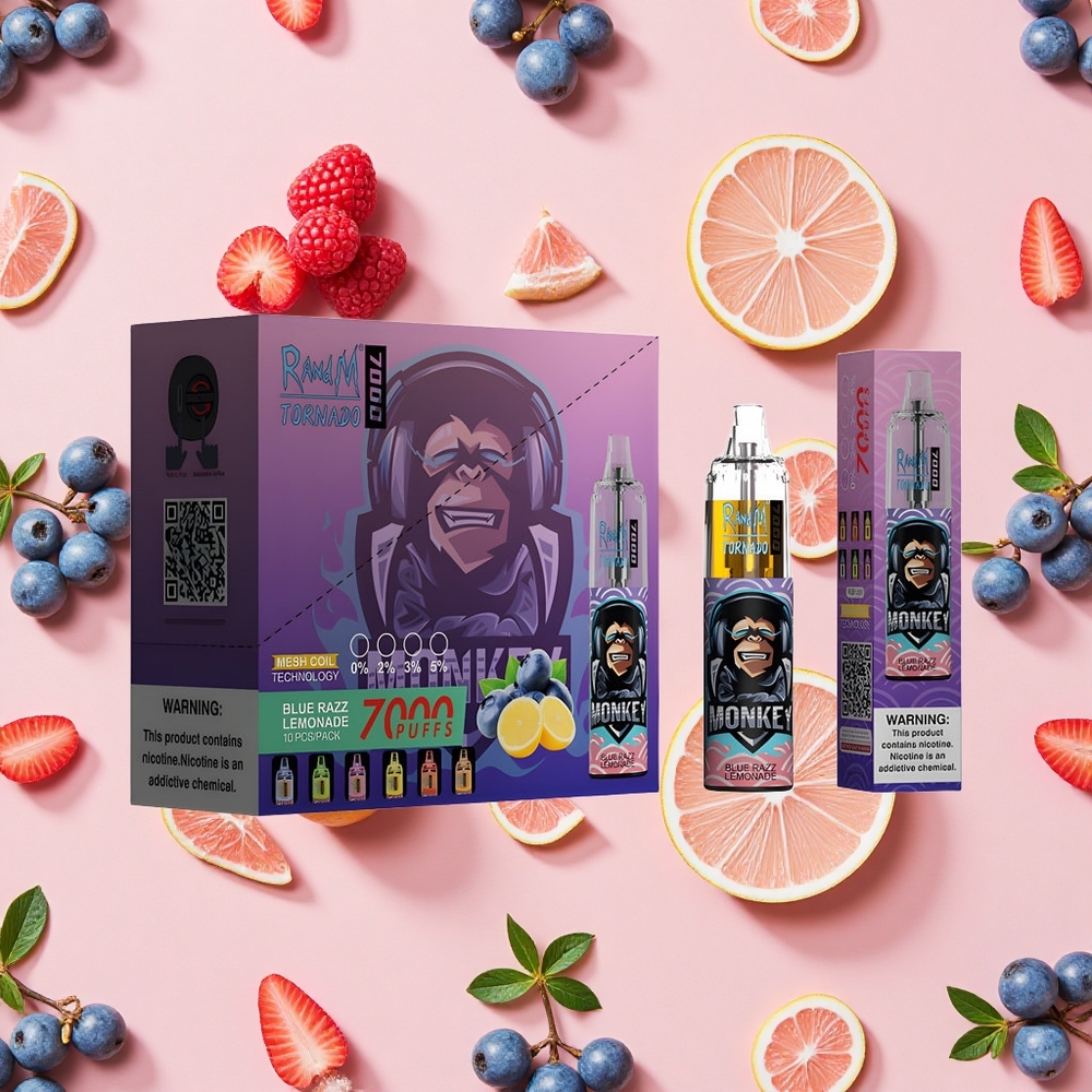 RandM Fumot Tornado 7000 Puffs Vape Jetable Myrtille Citronnade (14 ML)