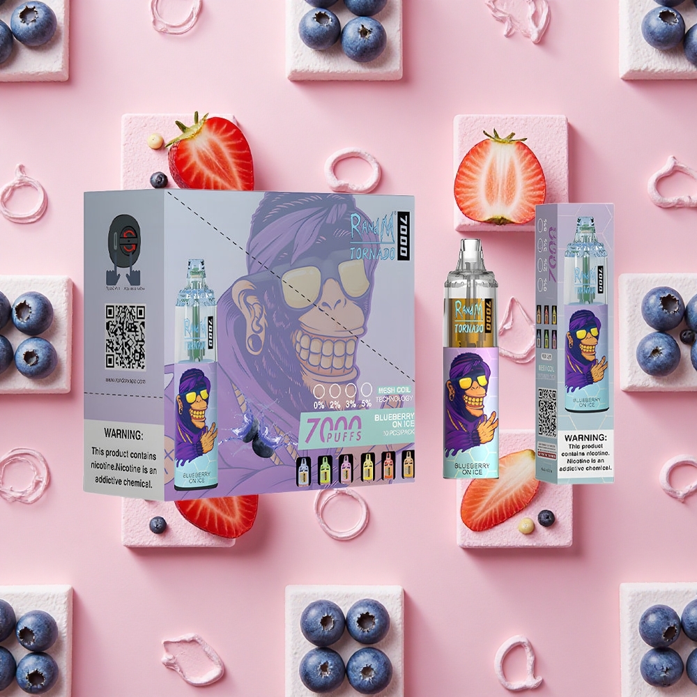 RandM Fumot Tornado 7000 Puffs Vape Jetable Myrtille Sur Glace