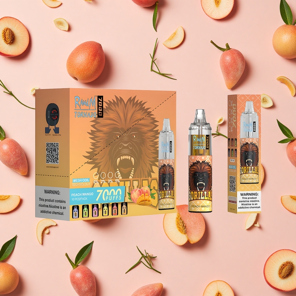 RandM Fumot Tornado 7000 Puffs Vape Jetable Pêche Mangue avec 14 ML E-liquide