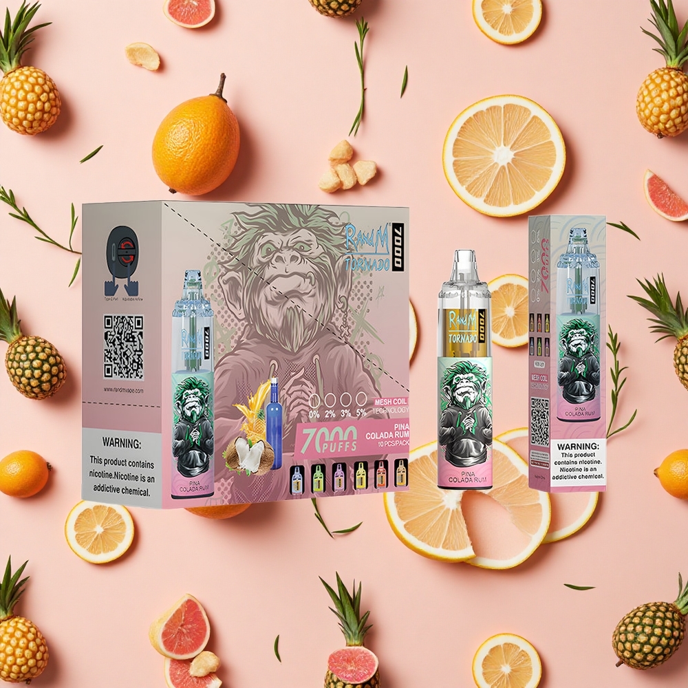 RandM Fumot Tornado 7000 Puffs Vape Jetable Pina Colada Rhum et 14 ML E-liquide