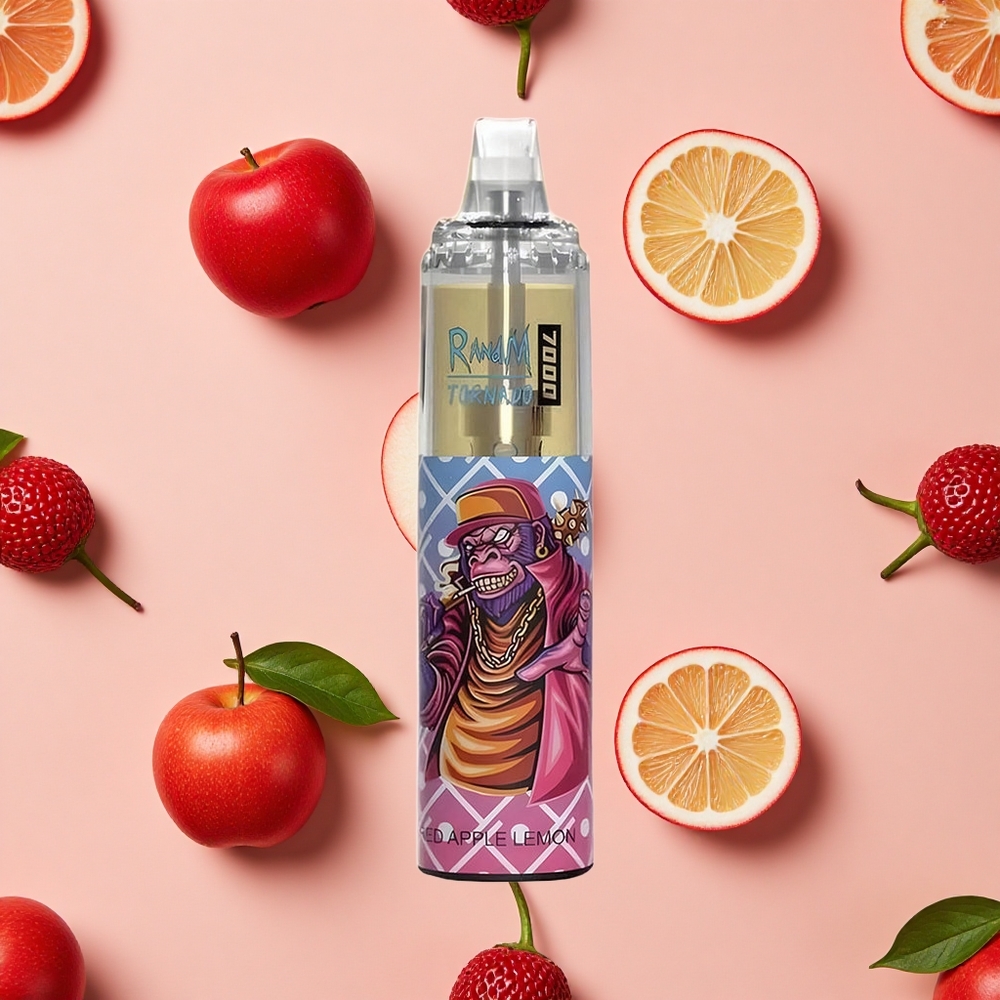 RandM Fumot Tornado 7000 Puffs Vape Jetable Pomme Rouge Citron (14 ML)