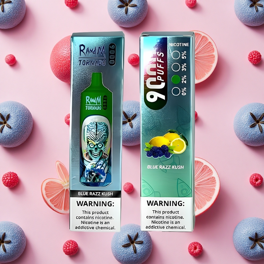 RandM Fumot Tornado 9000 Bouffées Vape Jetable Bleu Razz Kush