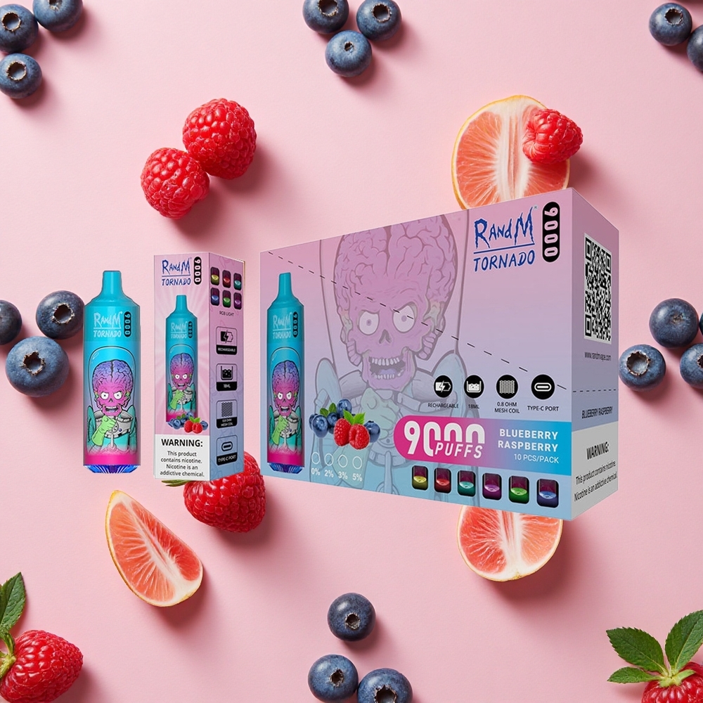 RandM Fumot Tornado 9000 Puffs 18 mL et 54 Saveurs Bleuet Framboise