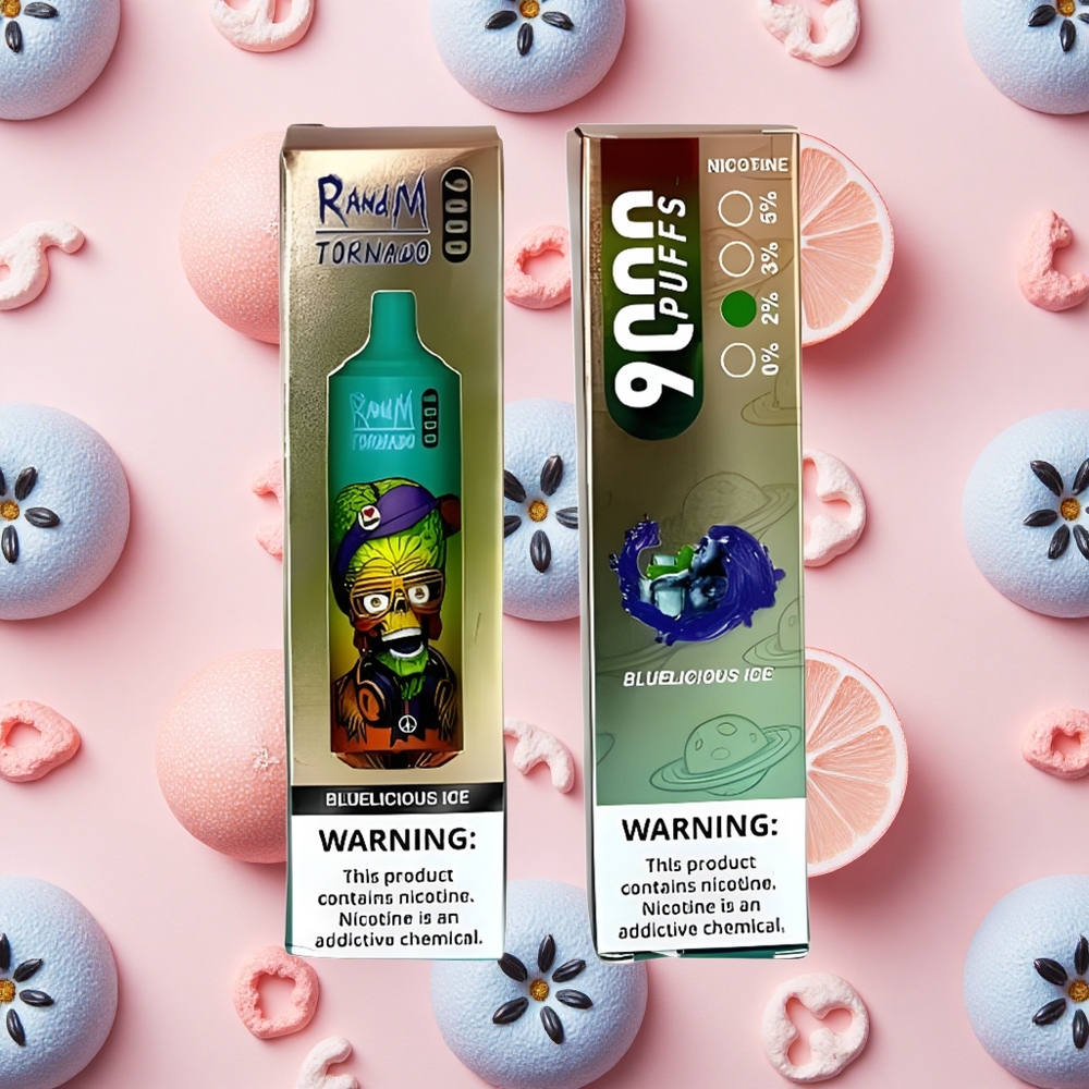 RandM Fumot Tornado 9000 Puffs Affichage RGB Glace Bluelicious