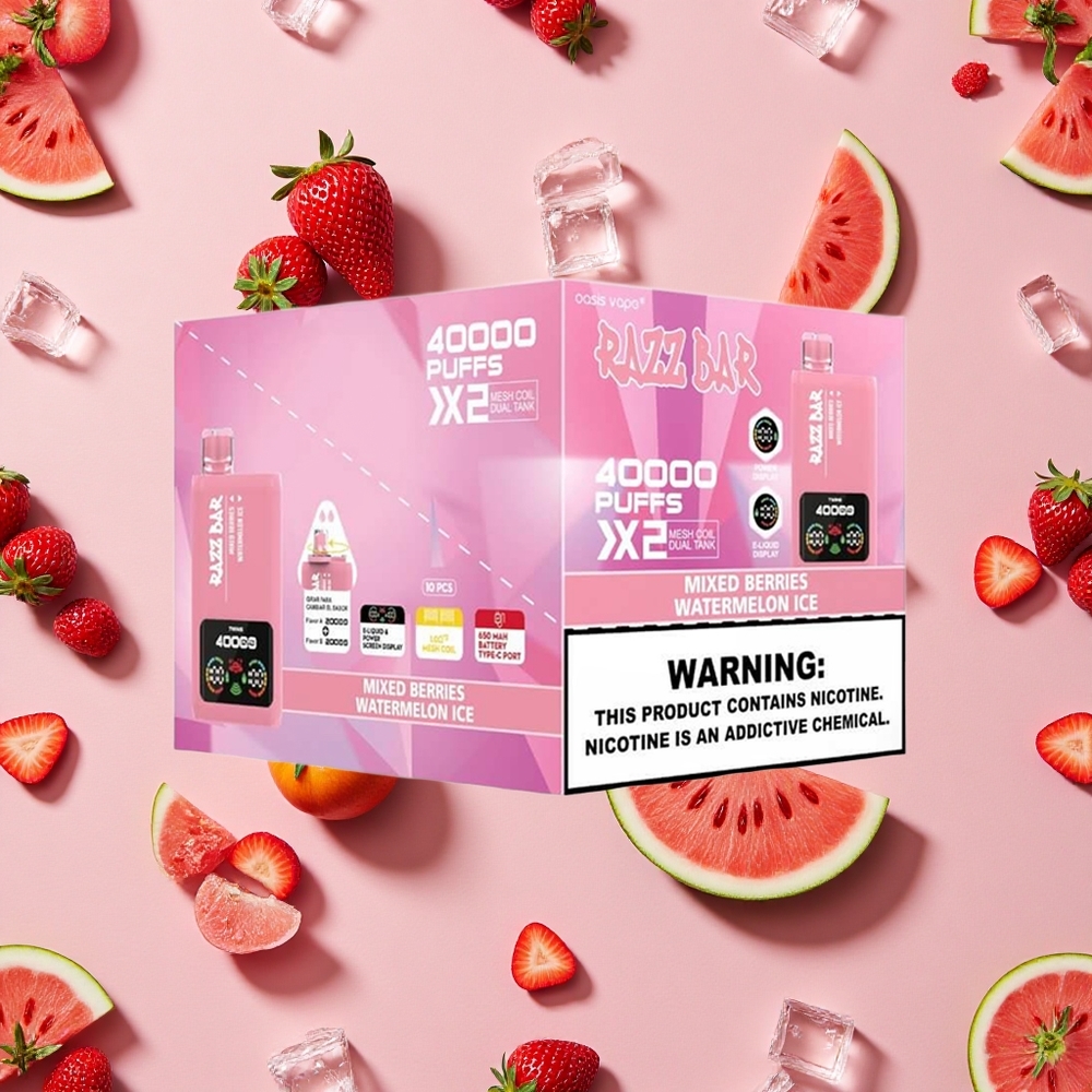 Razz Bar 40000 Bouffées Vape Jetable Baies Mixtes_Glace Pastèque