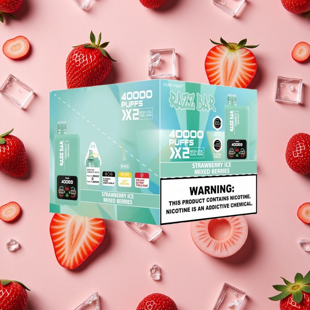 Razz Bar 40000 Bouffées Vape Jetable Fraise Glacée_Baies Mixtes