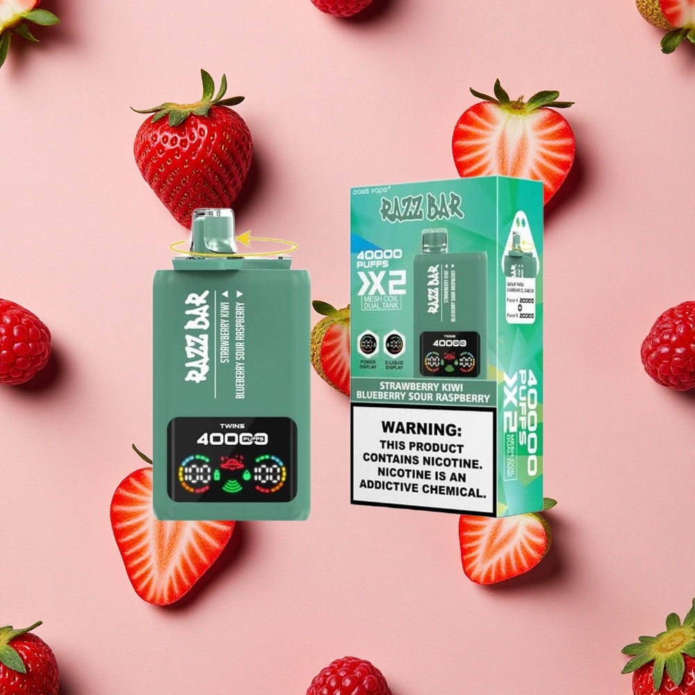 Razz Bar 40000 Bouffées Vape Jetable Fraise Kiwi_Myrtille Framboise Acidulée