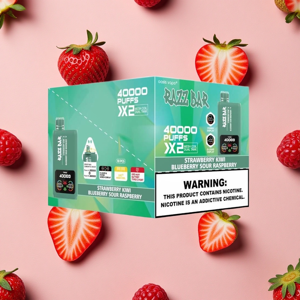 Razz Bar 40000 Bouffées Vape Jetable Fraise Kiwi_Myrtille Framboise Acidulée