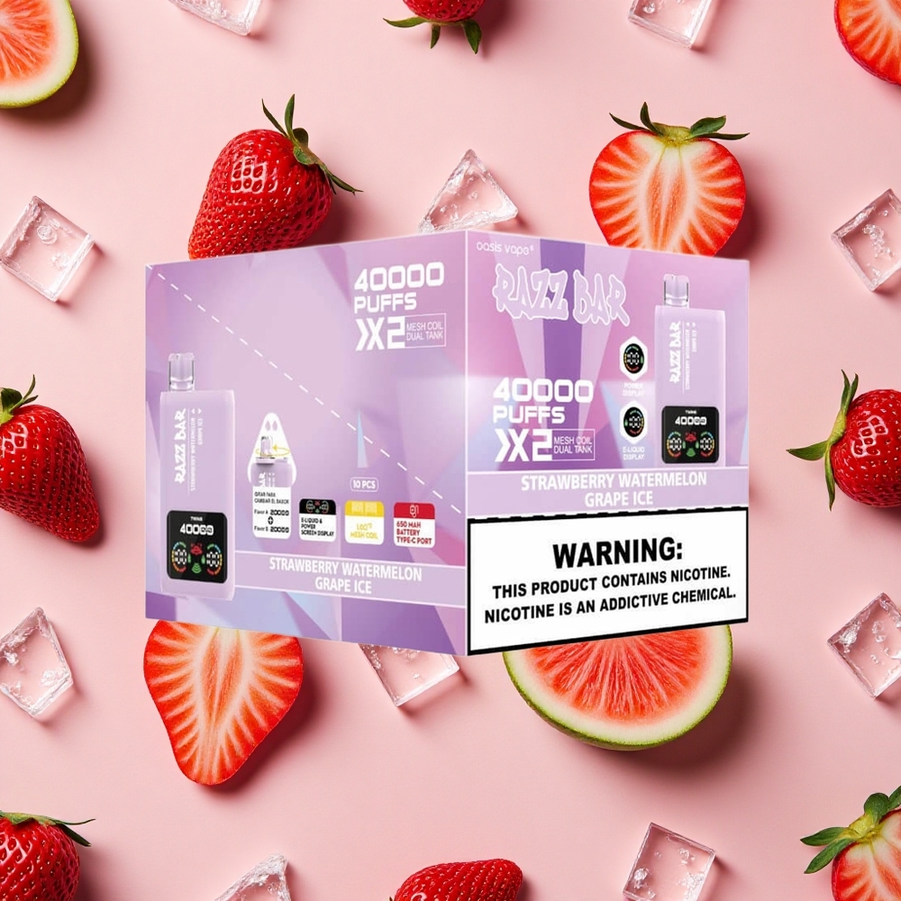 Razz Bar 40000 Bouffées Vape Jetable Fraise Pastèque_Givre Raisin