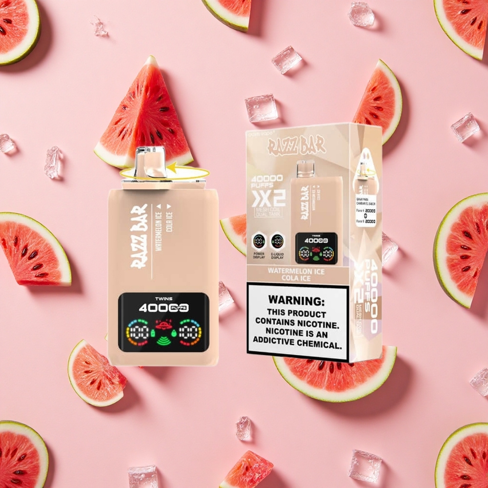 Razz Bar 40000 Bouffées Vape Jetable Pastèque Glacée_Cola Glacé