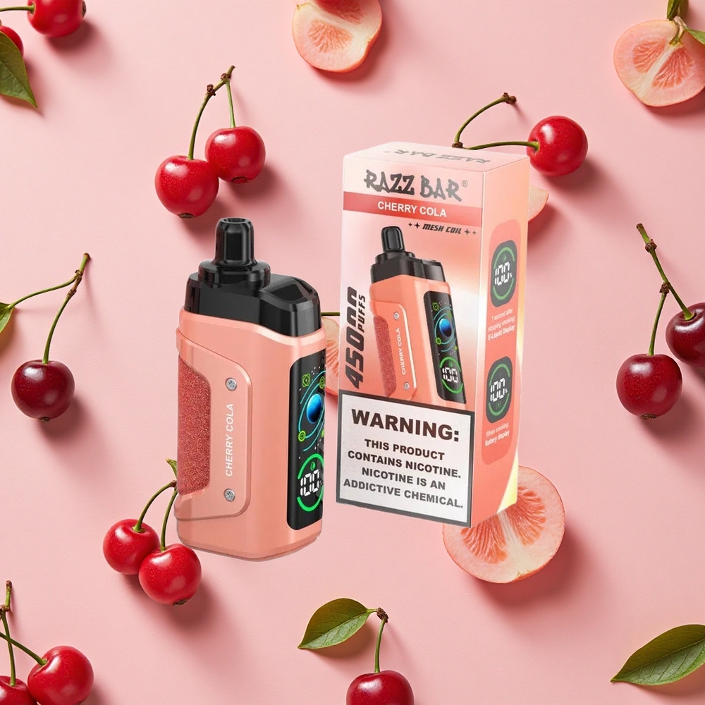 Razz Bar 45000 Puffs Vape Jetable Bobine Mesh 1,0 Ohm et Cerise Cola