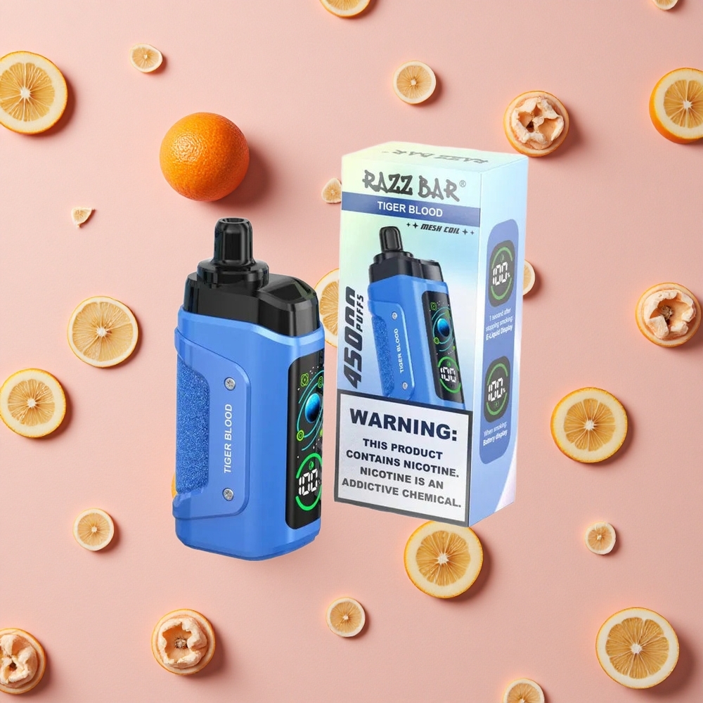 Razz Bar 45000 Puffs Vape Jetable Sang de Tigre avec Bobine Mesh 1.0 Ohm