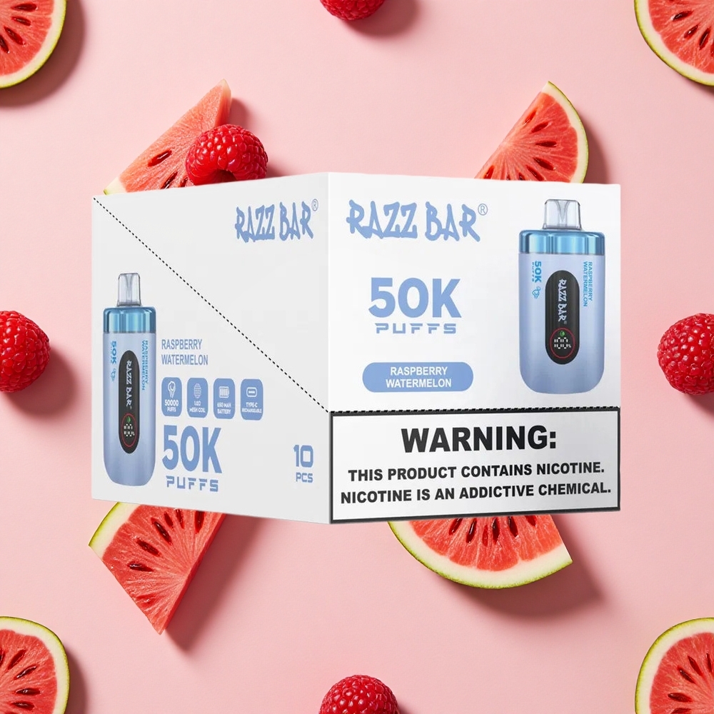 Razz Bar 50K Puffs Vape Jetable 50000 Bouffées Framboise Pastèque