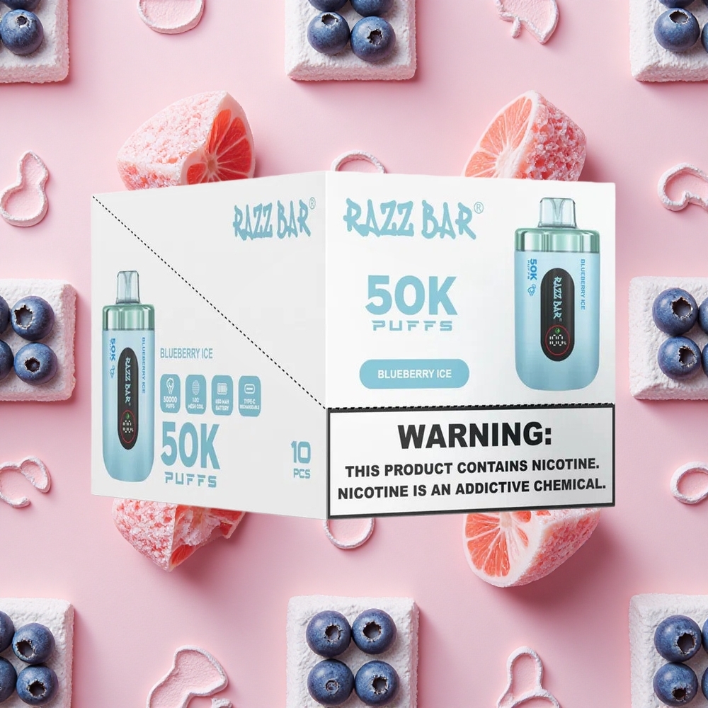 Razz Bar 50K Puffs Vape Jetable 50000 Bouffées Glace Myrtille