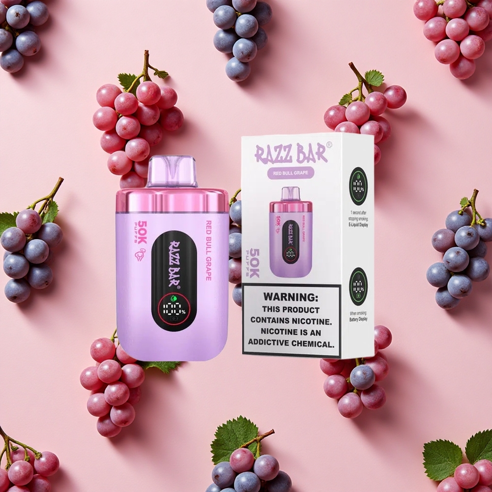 Razz Bar 50K Puffs Vape Jetable 50000 Bouffées Red Bull Raisin