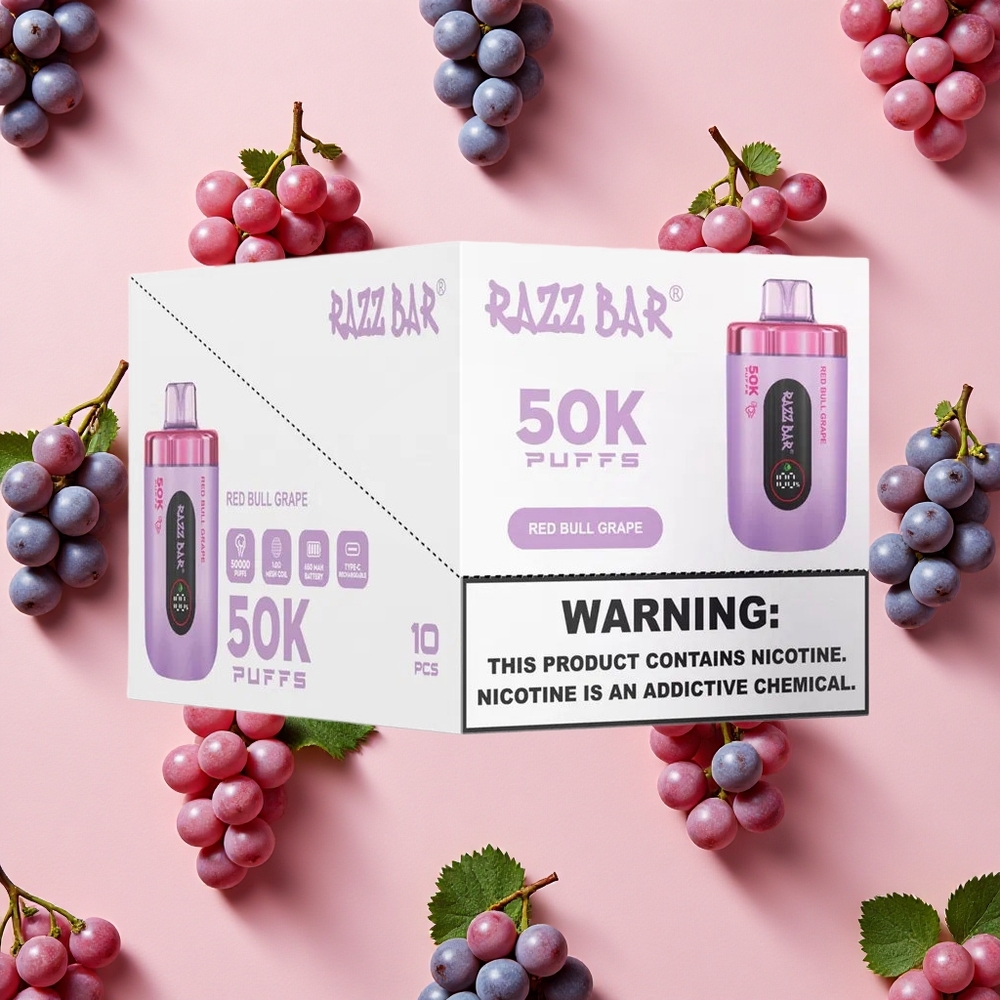 Razz Bar 50K Puffs Vape Jetable 50000 Bouffées Red Bull Raisin