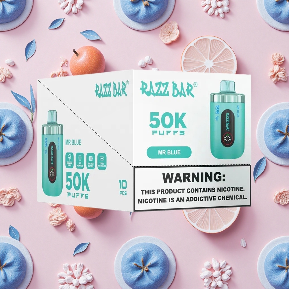 Razz Bar 50K Puffs Vape Jetable Bleu Mr - 50000 Bouffées et Rechargeable Type-C
