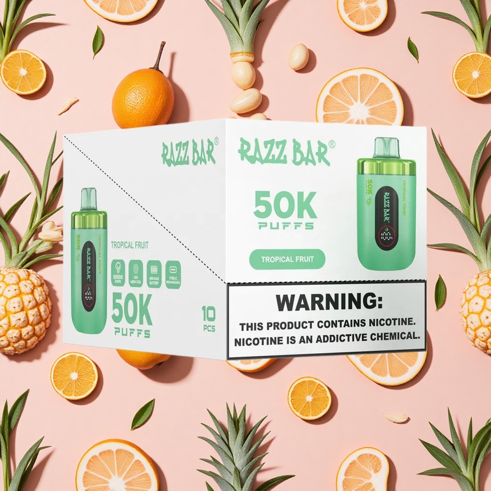 Razz Bar 50K Puffs Vape Jetable Fruit Tropical et 50000 Bouffées