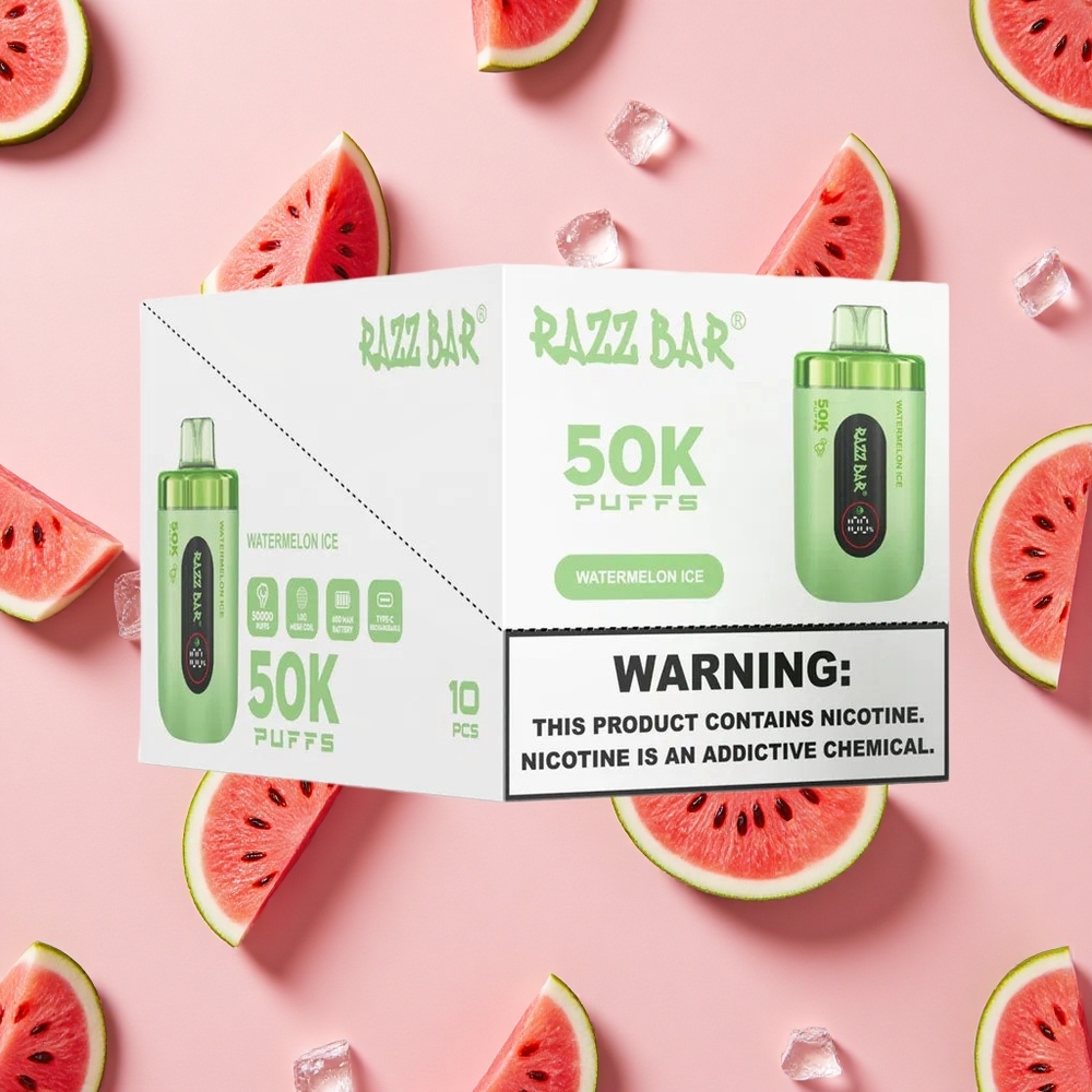 Razz Bar 50K Puffs Vape Jetable Glace à la Pastèque avec Batterie 650 Mah