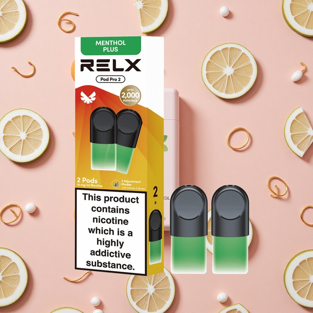 RELX Pod Pro 2 Menthe-Menthol Plus avec 1,8% de Nicotine et 600 Puffs